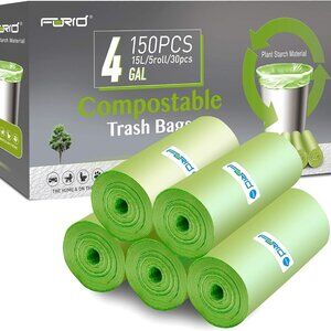FORID 4 Gallon Garbage Bags, 150 Count, Unscented, Strong Trash Can Liners 15L